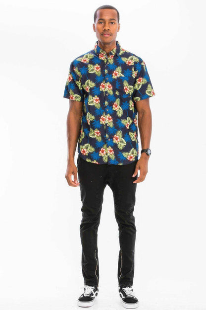 Mens Print Hawaiian Button Down Shirt - Purcell's Clothing Company