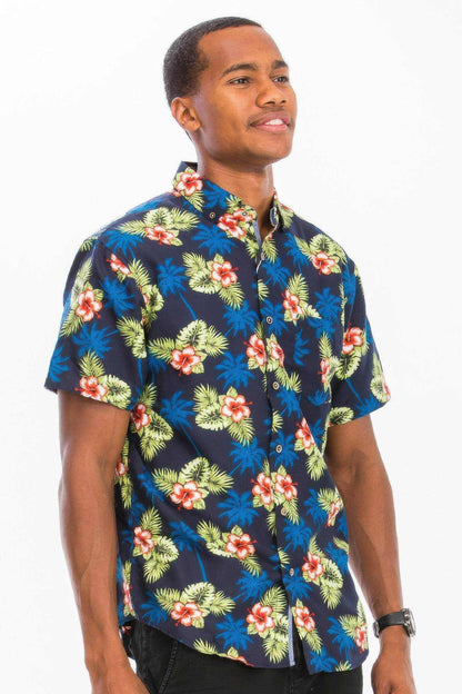 Mens Print Hawaiian Button Down Shirt - Purcell's Clothing Company