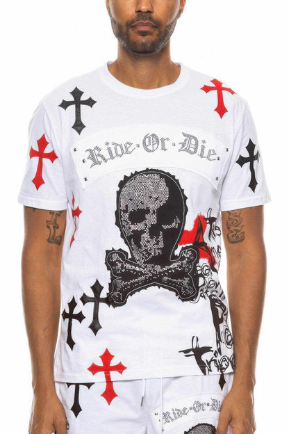 Cotton Print Chome Cross Thirt - Purcell's Clothing Company