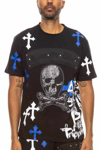 Cotton Print Chome Cross Thirt - Purcell's Clothing Company