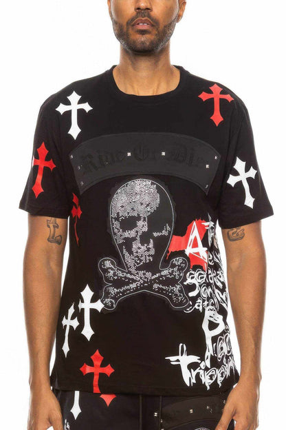 Cotton Print Chome Cross Thirt - Purcell's Clothing Company