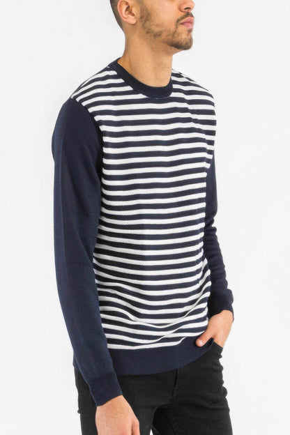 Knitted Round Neck Striped Sweater - Purcell's Clothing Company
