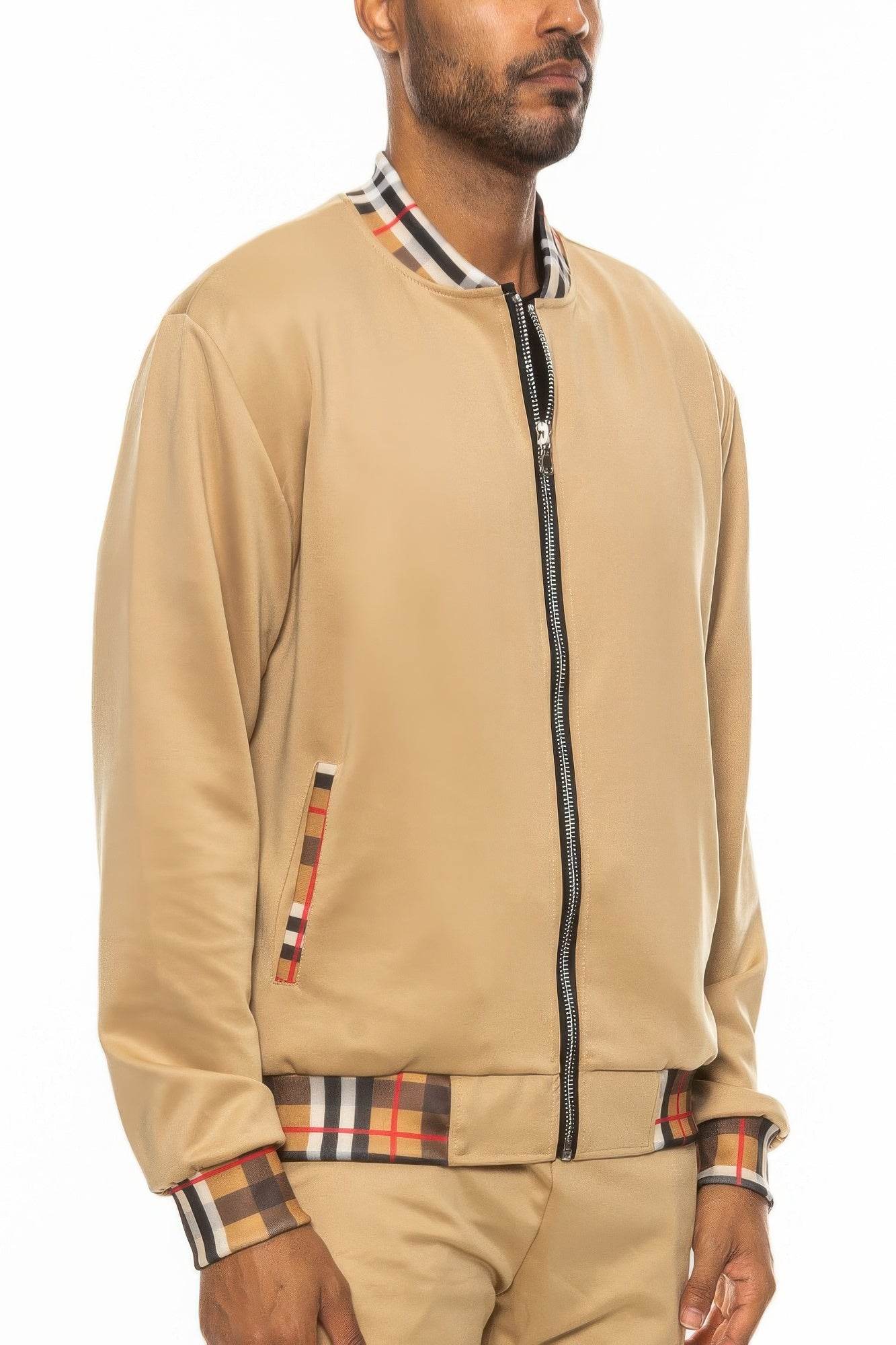 Checkered Plaid Zip Light Track Jacket - Purcell's Clothing Company