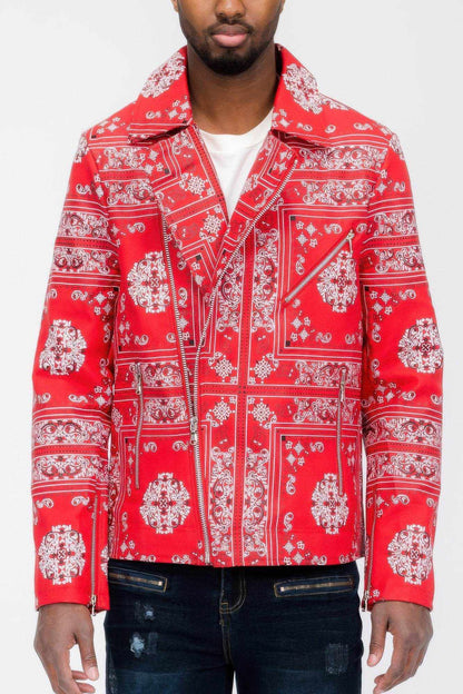 Bandana Print Vegan Leather Jacket - Purcell's Clothing Company