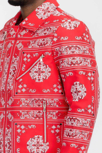 Bandana Print Vegan Leather Jacket - Purcell's Clothing Company