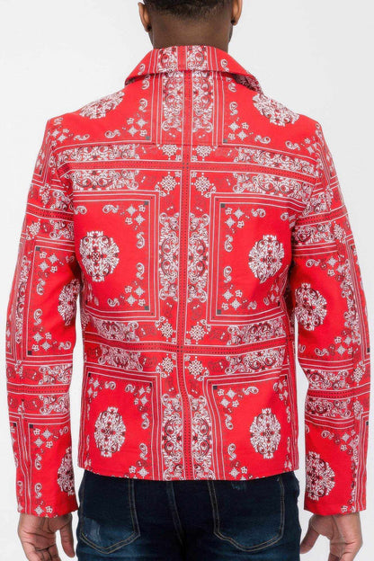 Bandana Print Vegan Leather Jacket - Purcell's Clothing Company