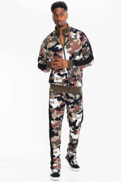 Full Camo With Stripe Track Bottom Pants - Purcell's Clothing Company