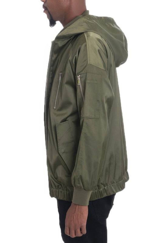 Satin Full Zip Hooded Windbreaker - Purcell's Clothing Company