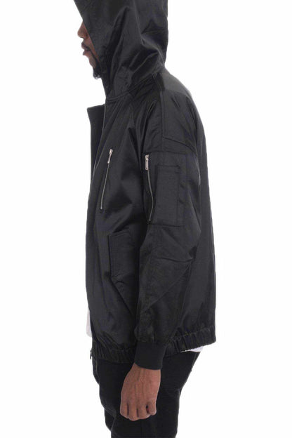 Satin Full Zip Hooded Windbreaker - Purcell's Clothing Company