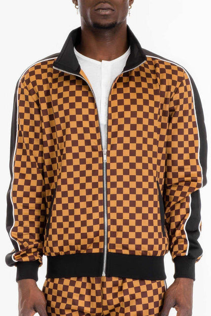Mens Full Zip Checkered Jacket - Purcell's Clothing Company