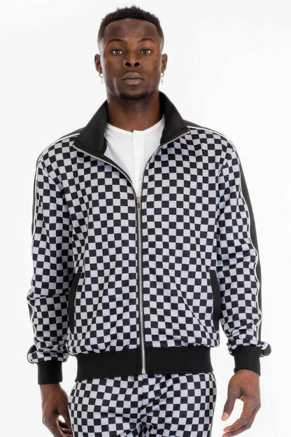 Mens Full Zip Checkered Jacket - Purcell's Clothing Company