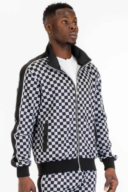 Mens Full Zip Checkered Jacket - Purcell's Clothing Company