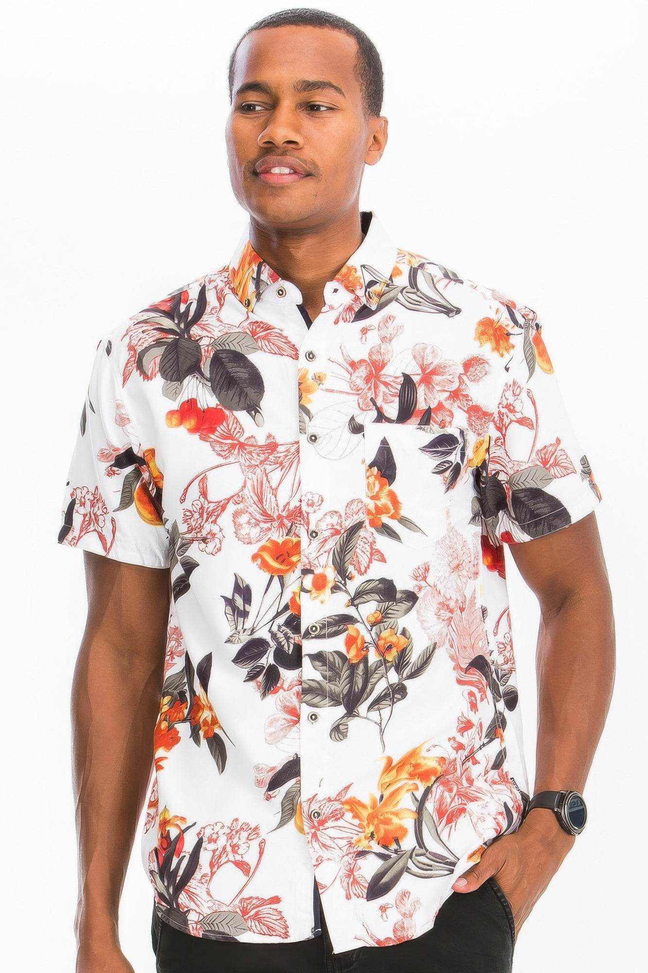 Hawaiian Print Button Down Shirt - Purcell's Clothing Company