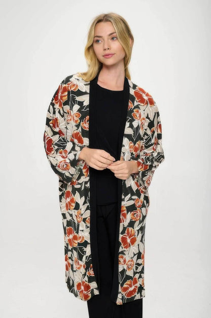 Hit Kimono Long Jacket W/pocket - Purcell's Clothing Company