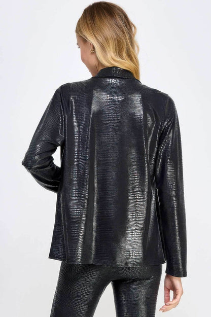 Long Sleeve Pleather Snake Skin Look Jacket - Purcell's Clothing Company