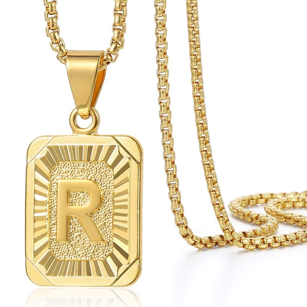 A - Z Letter Print Gold Plated Chain - Purcell's Clothing Company - 