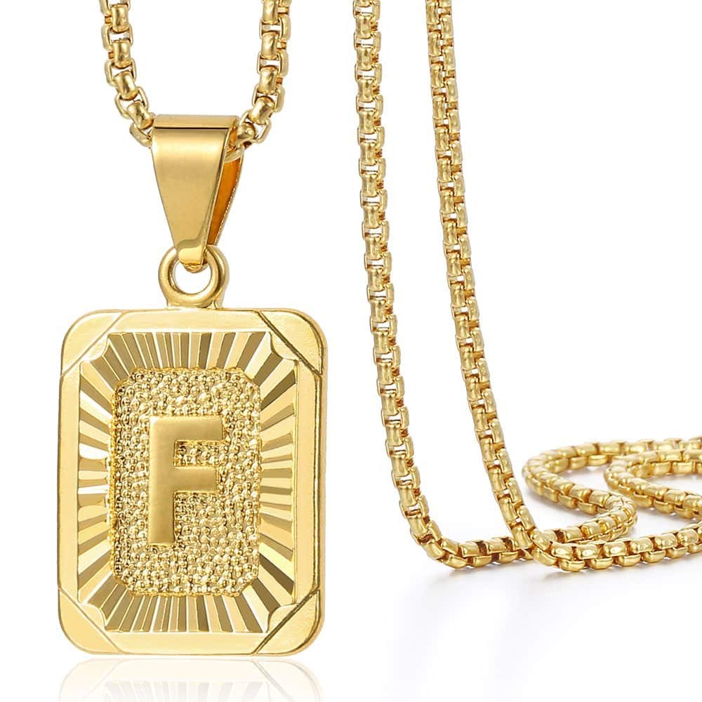 A - Z Letter Print Gold Plated Chain - Purcell's Clothing Company - 