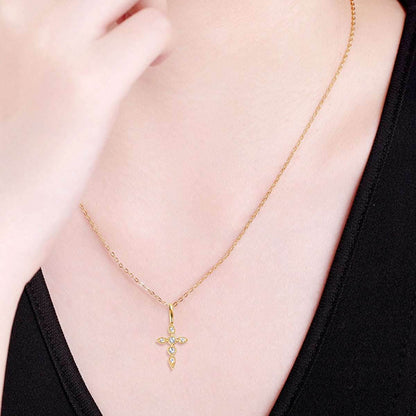 925 Sterling Silver Moissanite Cross Pendant Necklace - Purcell's Clothing Company