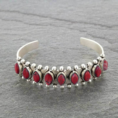 Artificial Turquoise Alloy Open Bracelet - Purcell's Clothing Company