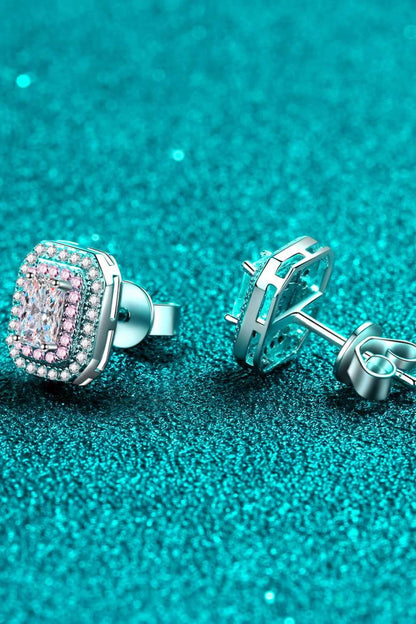 1 Carat Moissanite and Zircon Contrast Geometric Stud Earrings - Purcell's Clothing Company