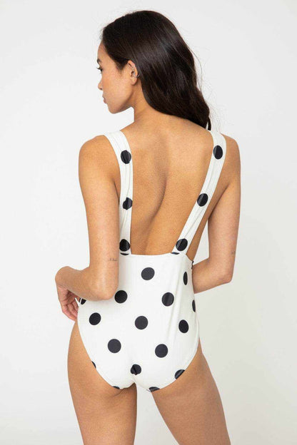 Marina West Swim Beachy Keen Polka Dot Tied Plunge One-Piece Swimsuit - Purcell's Clothing Company