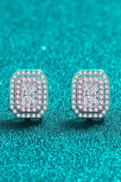 1 Carat Moissanite and Zircon Contrast Geometric Stud Earrings - Purcell's Clothing Company