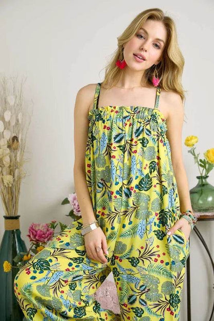 ADORA Elastic Detail Tropical Jumpsuit - Purcell's Clothing Company