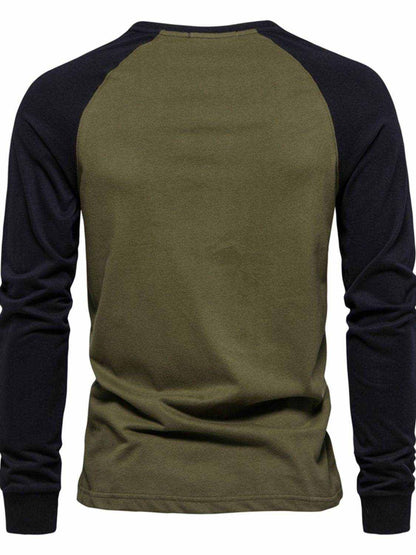 Contrast Round Neck Raglan Sleeve T-Shirt - Purcell's Clothing Company