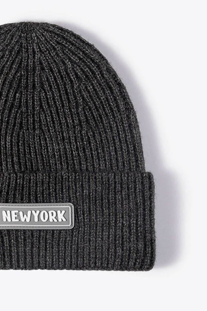 NEWYORK Patch Rib-Knit Cuffed Beanie - Purcell's Clothing Company