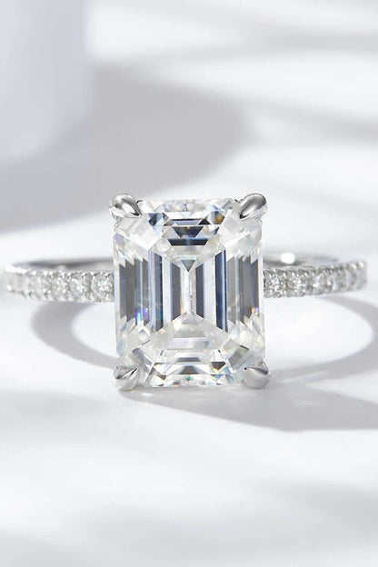 Emerald Cut 4 Carat Moissanite Side Stone Ring - Purcell's Clothing Company