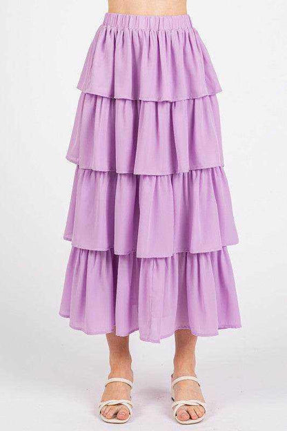 Mittoshop Chiffon Ruffle Layer Elastic Waist Midi Skirt - Purcell's Clothing Company