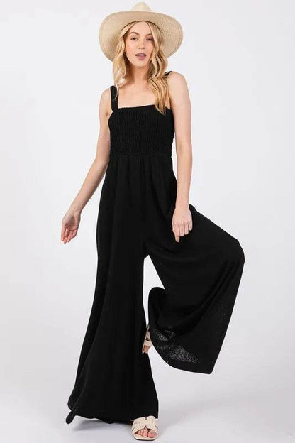 SAGE+FIG Smocked Flowy Wide Leg Jumpsuit - Purcell's Clothing Company