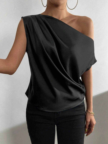 Ruched Single Shoulder Blouse - Purcell's Clothing Company