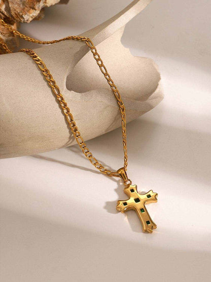 Stainless Steel Zircon Cross Pendant Necklace - Purcell's Clothing Company