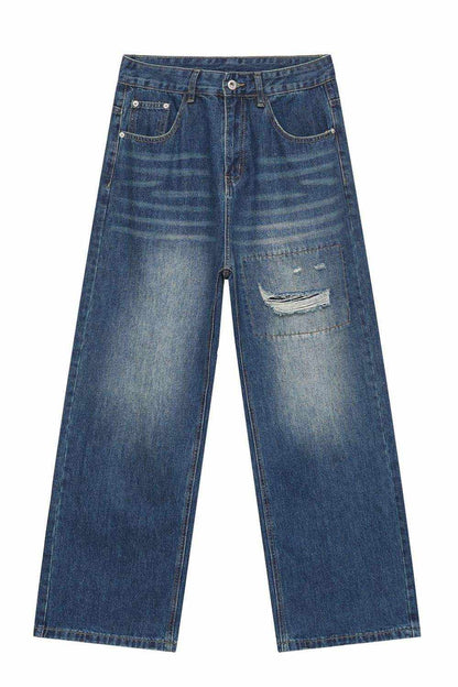Men's Distressed Applique Straight Jeans - Purcell's Clothing Company