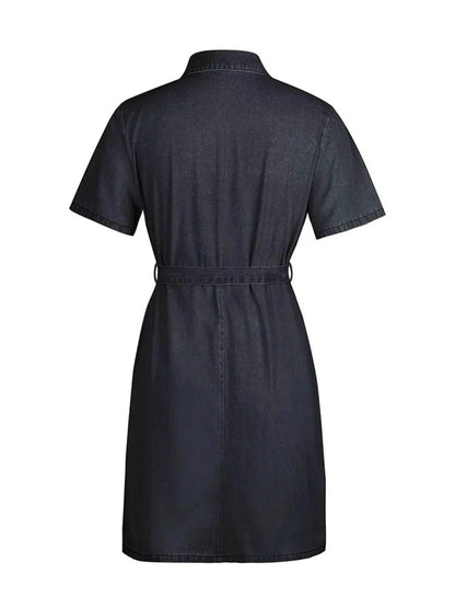 Full Size Zip Front Short Sleeve Denim Dress Plus Size - Purcell's Clothing Company