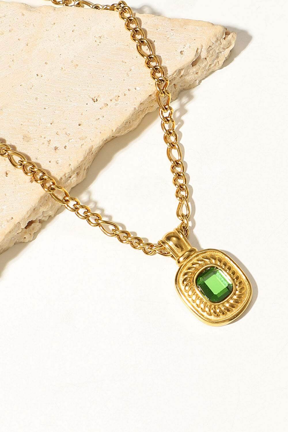18K Gold Plated Inlaid Rhinestone Pendant Necklace - Purcell's Clothing Company