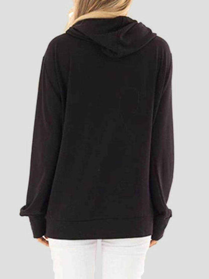 Drawstring Letter Graphic Long Sleeve Hoodie - Purcell's Clothing Company
