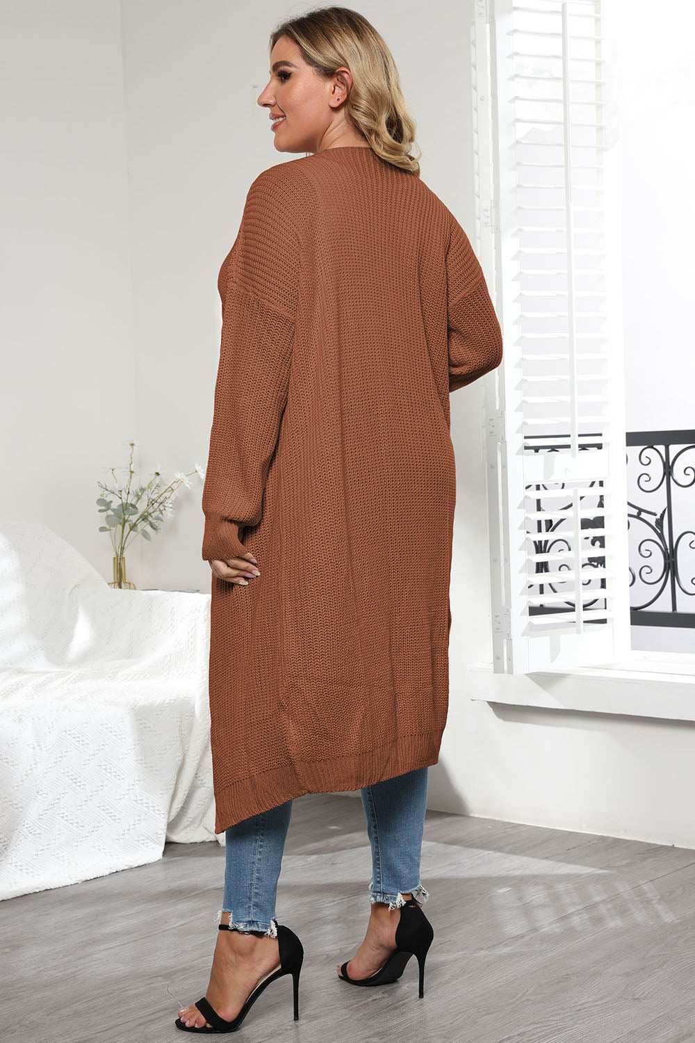 Plus Size Open Front Long Sleeve Cardigan - Purcell's Clothing Company