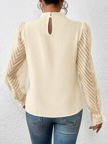 Mock Neck Flounce Sleeve Blouse - Purcell's Clothing Company
