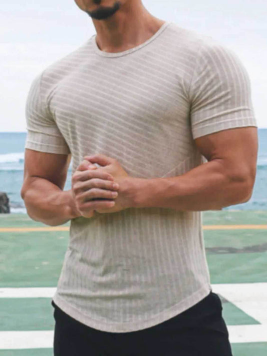 Men's Round Neck Short Sleeve Striped T-Shirt - Purcell's Clothing Company