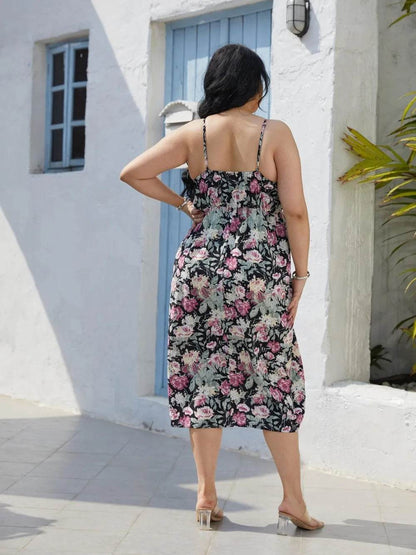 Plus Size Floral Slit Cami Dress - Purcell's Clothing Company