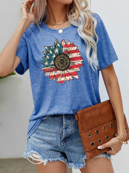 US Flag Flower Graphic Tee - Purcell's Clothing Company