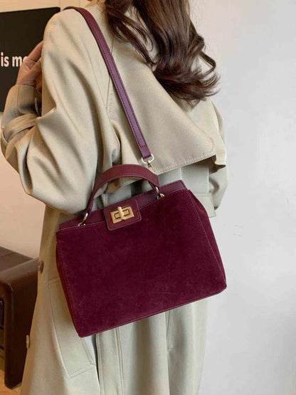 Solid Color Handbag with Removable Strap - Purcell's Clothing Company