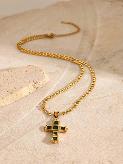 Stainless Steel Zircon Cross Pendant Necklace - Purcell's Clothing Company