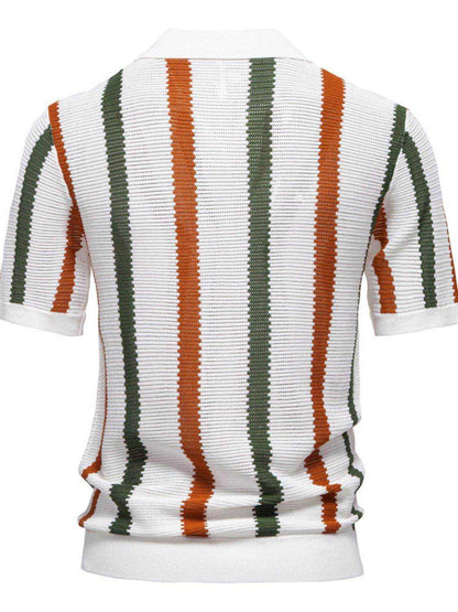 Collared Neck Striped Knit Polo - Purcell's Clothing Company