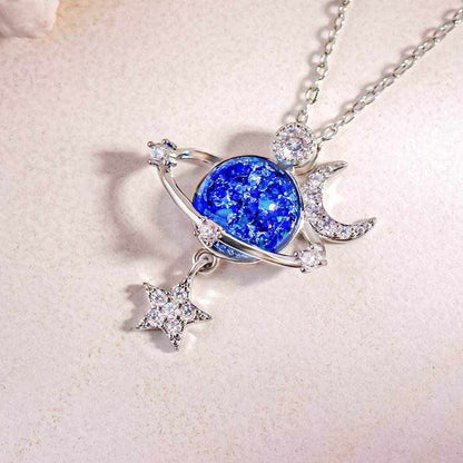 Starry Sky Inlaid Zircon Moon Star Necklace - Purcell's Clothing Company