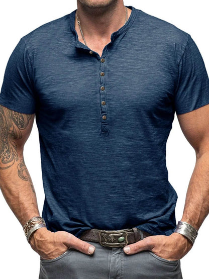 Casual Henley Short Sleeve Button Top - Purcell's Clothing Company