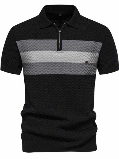 Collared Neck Striped Texture Knit Polo - Purcell's Clothing Company