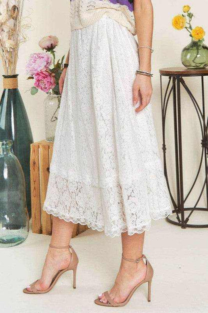 ADORA Elastic Waist Lace Midi Skirt - Purcell's Clothing Company